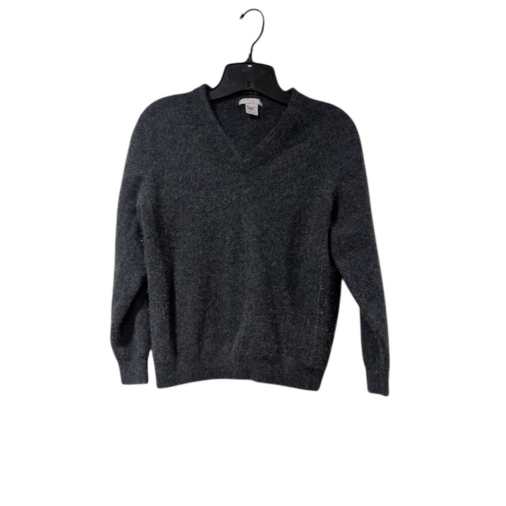Mark Shale Gray V-neck 100% Cashmere Long Sleeve Sweater Sz L